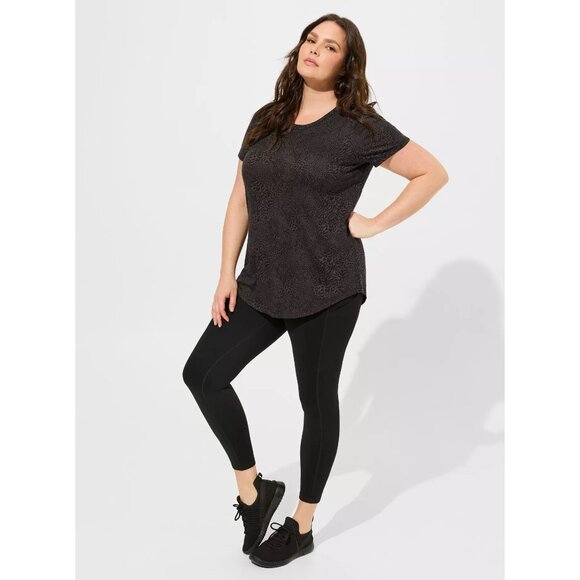 Torrid Active Animal Print Performance Cotton Open Back Short Sleeve Tunic Shirt - Picture 1 of 10